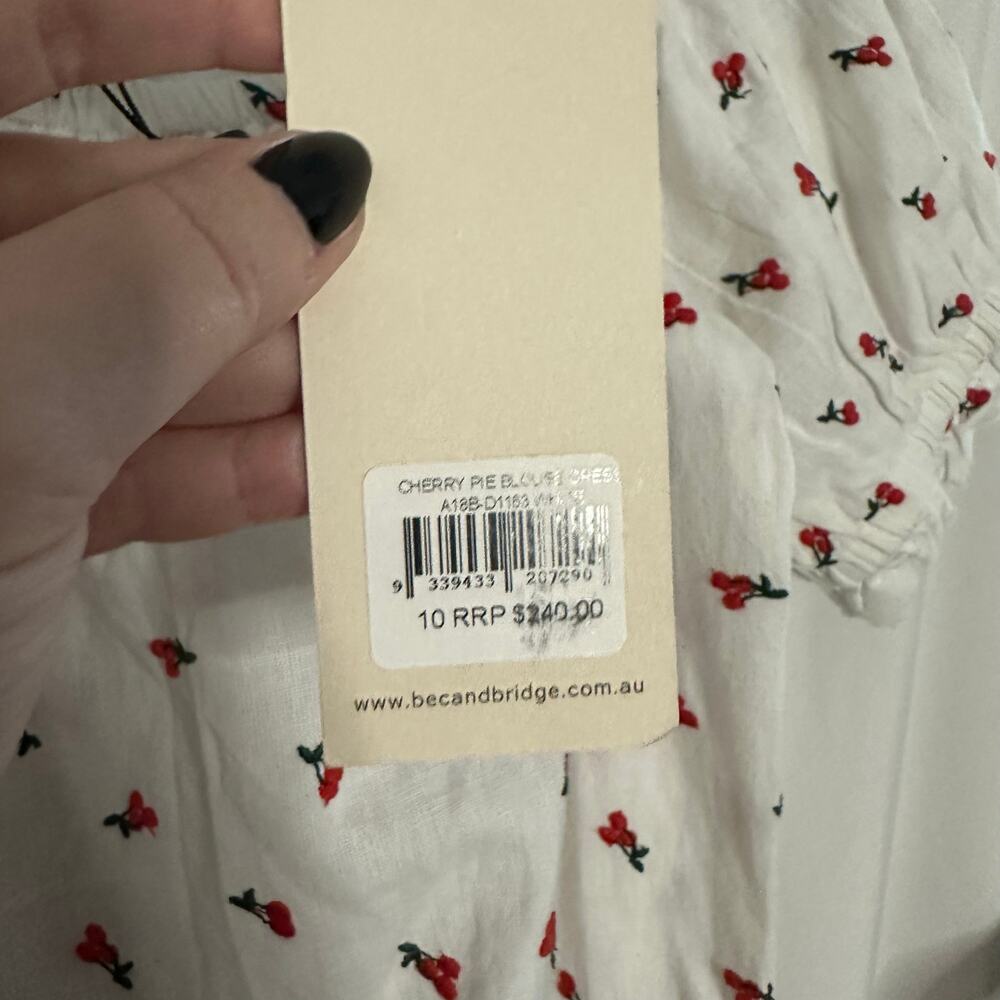 NWT Bec & Bridge Cherry Pie Short Sleeve Mini Dress Size 6 - Picture 7 of 9